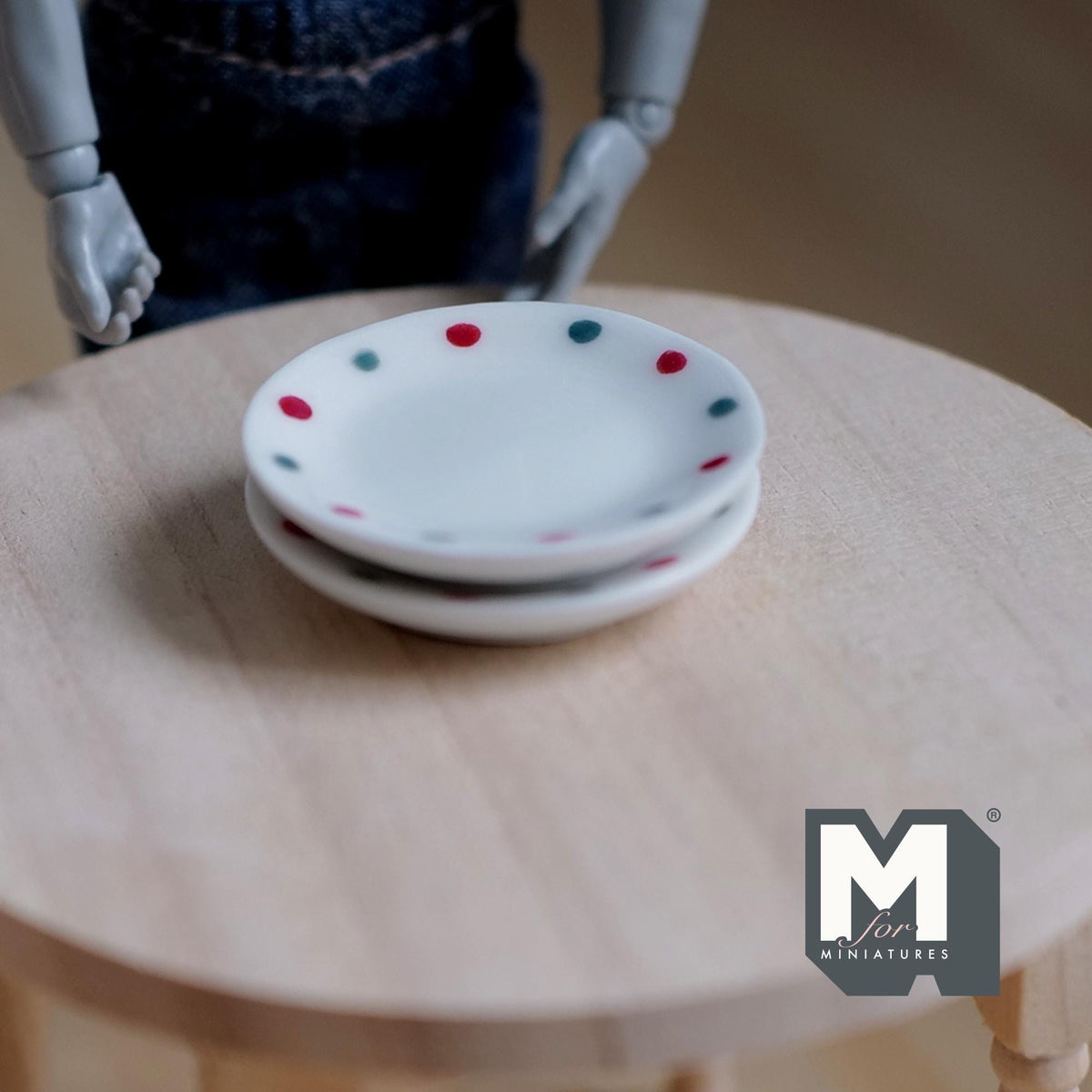 Dollhouse Supplies Tableware Miniature Ceramic Plate Large Size Set of 2 , 1-1/4 inch dia. - A083