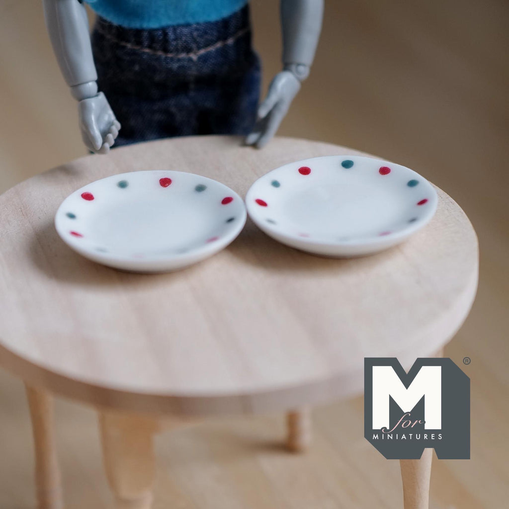 Dollhouse Supplies Tableware Miniature Ceramic Plate Large Size Set of 2 , 1-1/4 inch dia. - A083