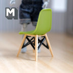 1:12 Scale Miniature Mid Century Shell Chair with Wood Legs, 2-11/16 inch tall, DIY Dollhouse Supply (green)