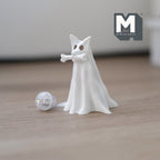 Chien fantôme miniature drapé à l'échelle 1:12 avec os et micro lumières LED, 5,6 cm de haut, accessoire pour maison de poupée DIY (blanc)