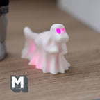 Dinosaure fantôme drapé miniature à l'échelle 1:12 avec micro lumières LED, 3,8 cm de haut, fourniture pour maison de poupée à faire soi-même (blanc)