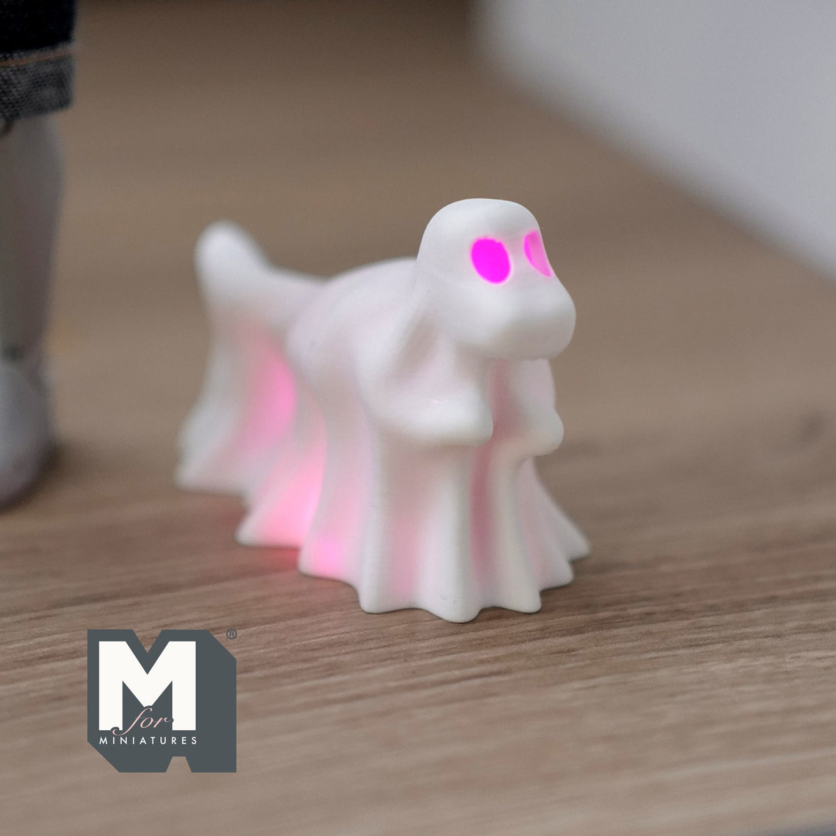 1:12 Scale Miniature Draped Ghost Dinosaur with Micro LED Lights, 1-1/2 inch tall, DIY Dollhouse Supply (white)