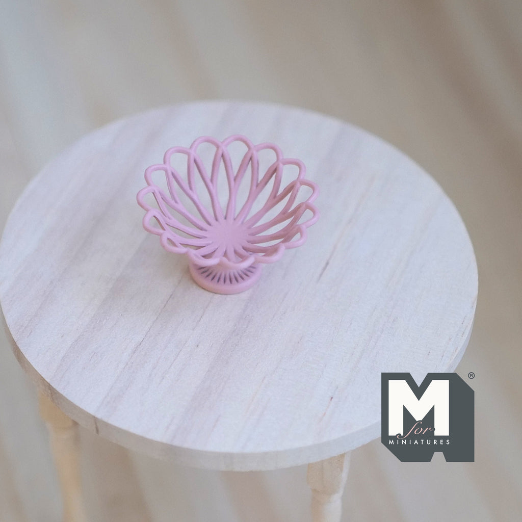 1:12 Scale Miniature Footed Wire Fruit Bowl, Large, 11/16 inch tall, DIY Dollhouse Supply (metal) (pink)
