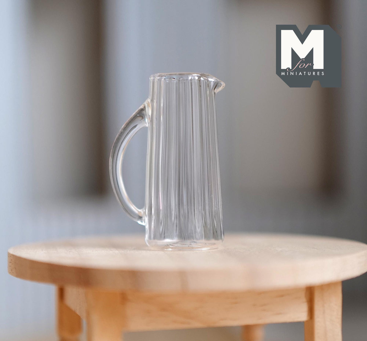 1:12 Scale Miniature Glass Water Pitcher, Large, 1-5/8 inch tall, DIY Dollhouse Supply