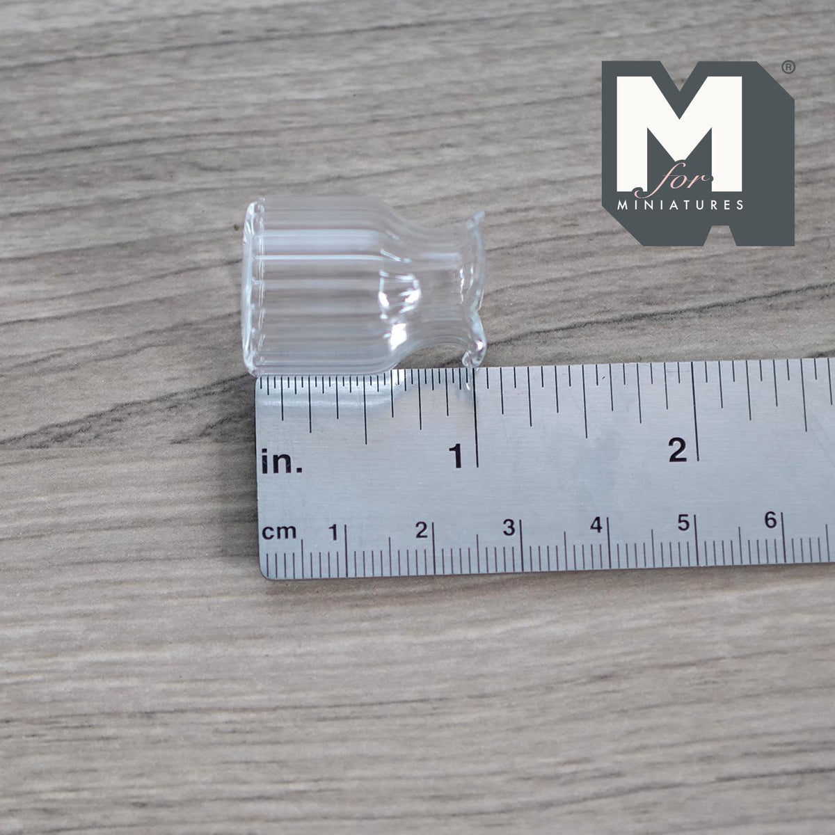 1:12 Scale Miniature Ribbed Glass Pitcher Vase with Spout, 1-1/16 inch tall, DIY Dollhouse Supply