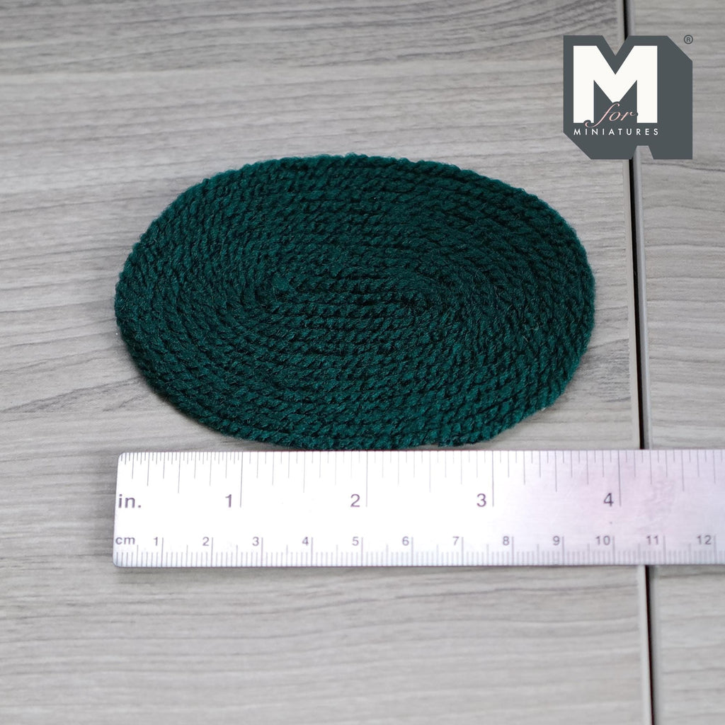 1:12 Scale Miniature Oval Rug, 4 inch long, DIY Dollhouse Supply (small) (dark green)