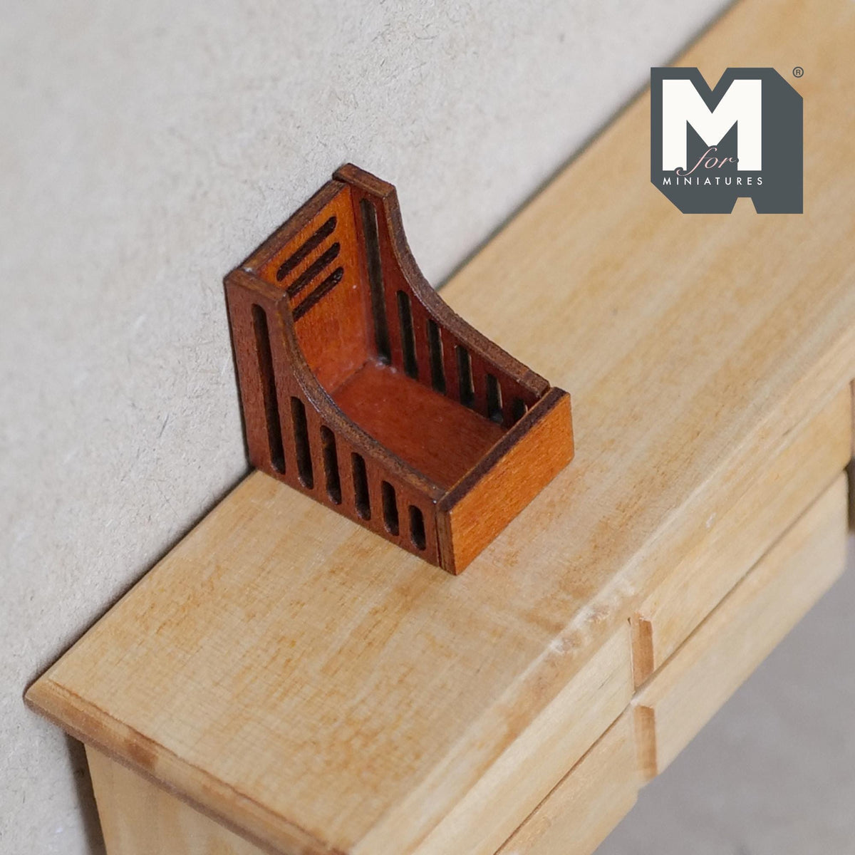 1:12 Scale Miniature Mail Holder, Slatted Sides, 1-3/16 inch tall, DIY Dollhouse Supply (brown) (wood)