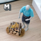 Miniature Log Pile , Miniature Log Stack , Timber Heap , Woodpile , Stacked logs , Log Mound , Log Stockpile 3-3/8 inch long - C014