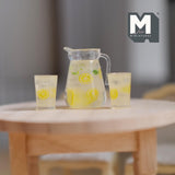 Dollhouse Miniature Mint and Lemon Water Jar with Ice and Glass of Mint and Lemon Water with Ice miniature beverage fountain drink - H021