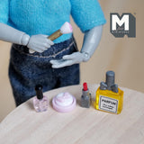 Miniature Makeup Set Cosmetics Kit Cosmetic Brush Lipstick Fragrance Perfume Bottle 1:12 Scale Makeup Vanity Set  (yellow) - F030