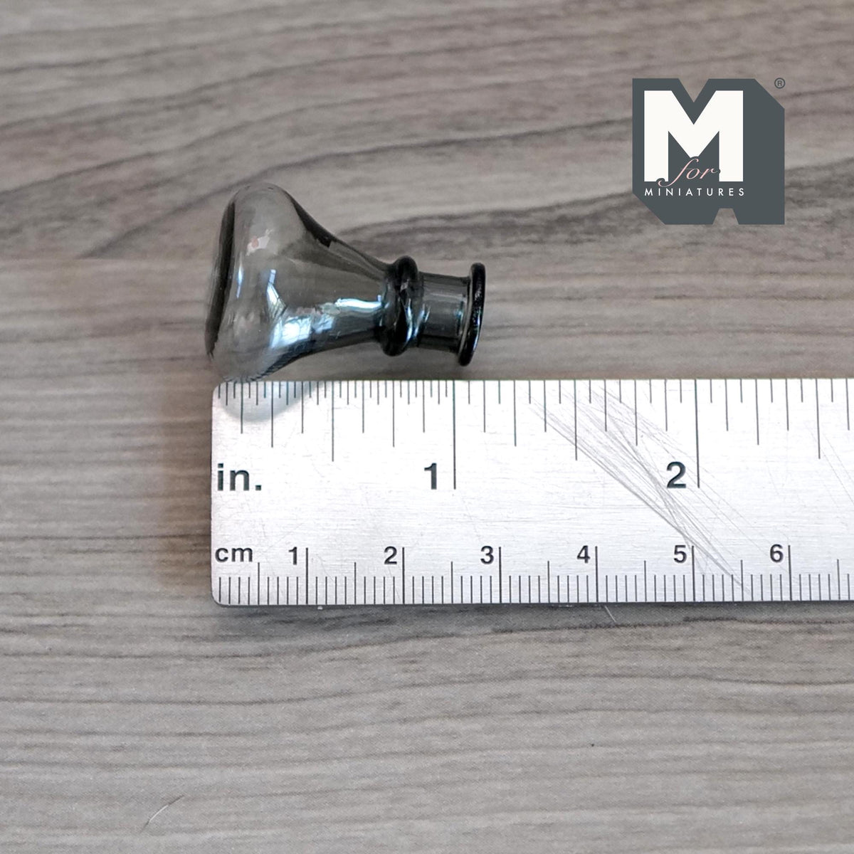 1:12 Scale Miniature Glass Bottle Vase, Narrow Flared Neck, 1-1/8 inch tall, DIY Dollhouse Supply (gray) (J)