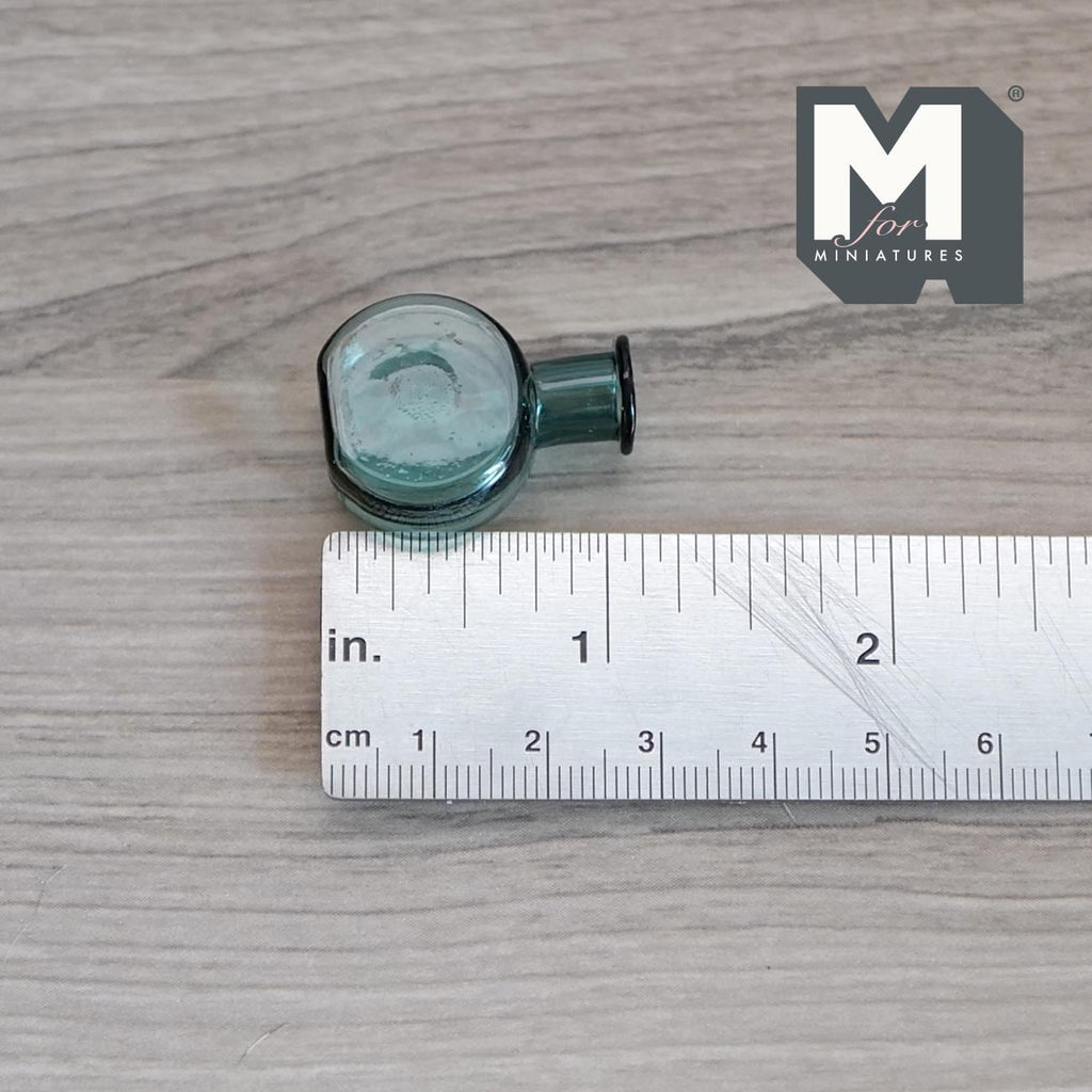1:12 Scale Miniature Glass Bottle Vase, Round Body, 1 inch tall, DIY Dollhouse Supply (green) (K)