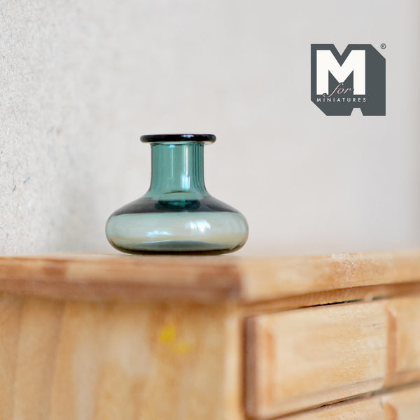 1:12 Dollhouse Supplies Miniature Small Clear Green Glass Bottle / Glass Green Flower Vase (L)