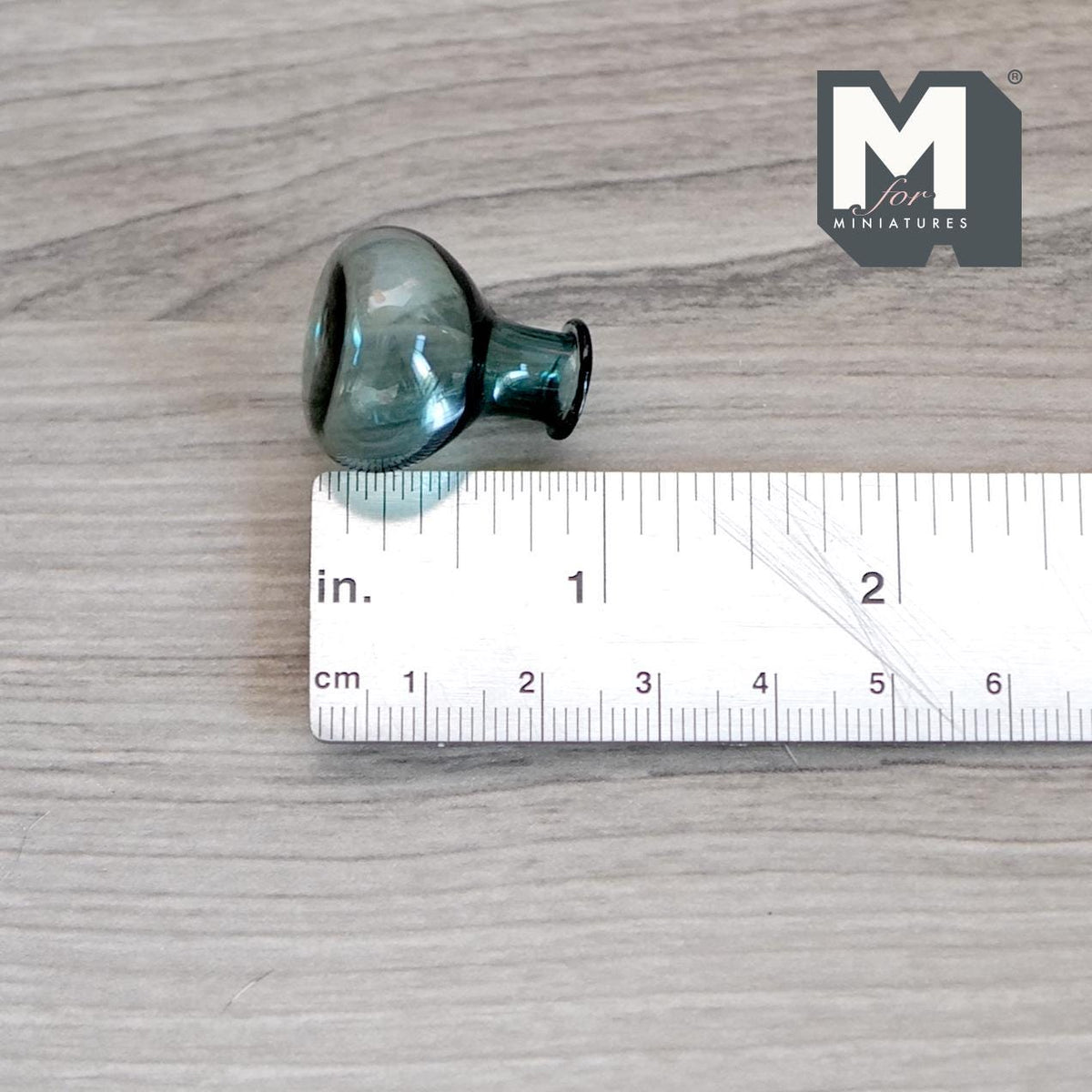 1:12 Scale Miniature Green Glass Bottle Vase, Round Bulb Shape, 1 inch tall, DIY Dollhouse Supply (P)