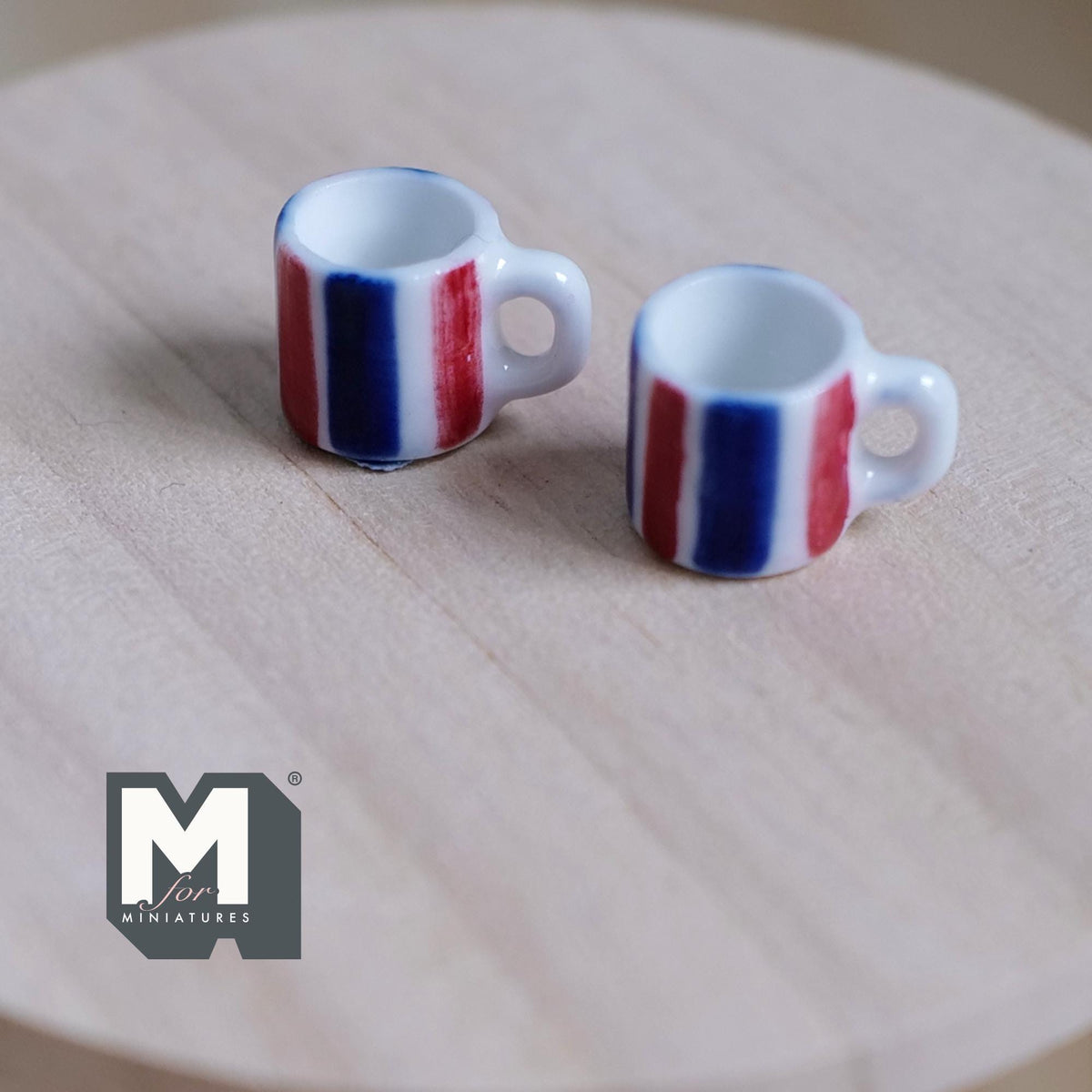 1:12 Scale Miniature Ceramic Coffee Mugs Set of 2 Dollhouse Tea Cups 7/16 inch tall - A081