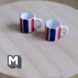 1:12 Scale Miniature Ceramic Coffee Mugs Set of 2 Dollhouse Tea Cups 7/16 inch tall - A076