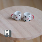 Mugs à café miniatures en céramique, échelle 1:12, lot de 2, 1,27 cm de hauteur, fournitures pour maison de poupée DIY (à pois)