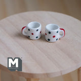 1:12 Scale Miniature Ceramic Coffee Mugs Set of 2 Dollhouse Supplies Tea Cups 7/16 inch tall - A076