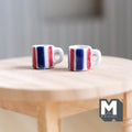 1:12 Scale Miniature Ceramic Coffee Mugs Set of 2 Dollhouse Tea Cups 7/16 inch tall - A081