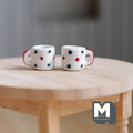 1:12 Scale Miniature Ceramic Coffee Mugs, Set of 2, 1/2 inch tall, DIY Dollhouse Supply (polka dot)