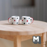 1:12 Scale Miniature Ceramic Coffee Mugs Set of 2 Dollhouse Supplies Tea Cups 7/16 inch tall - A076