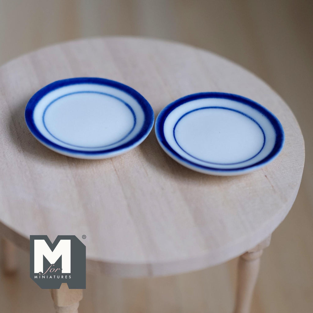 Dollhouse Tableware Miniature Ceramic Plate Large Size Set of 2 , 1-1/4 inch dia. - A083