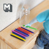 Miniature Coloring Pens with Glass Holder 1:12 Scale Wax Pens Set of 14 , 1-1/16 inch long - G043