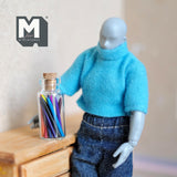 Dollhouse Supplies Miniature Coloring Pens with Glass Holder 1:12 Scale Wax Pens Set of 14 , 1-1/16 inch long - G043