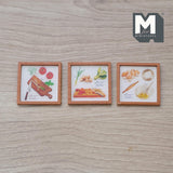 Miniature Vegetables Wall Art Wood Framed Square Portrait Set of 3 - F047