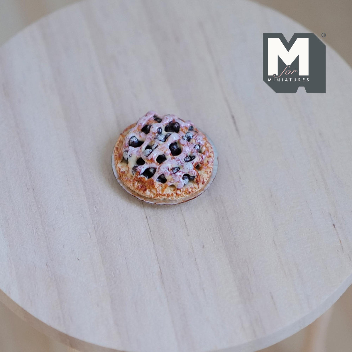 Miniature Pie on Metal Plate 1:12 Dollhouse Food Baked Pie Tar Fruit Cake 13/16 inch dia. - E018