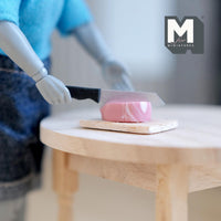 Miniature Pork on Cutting Board 1:12 Scale Dollhouse Food Chopping Board and Meat - E020