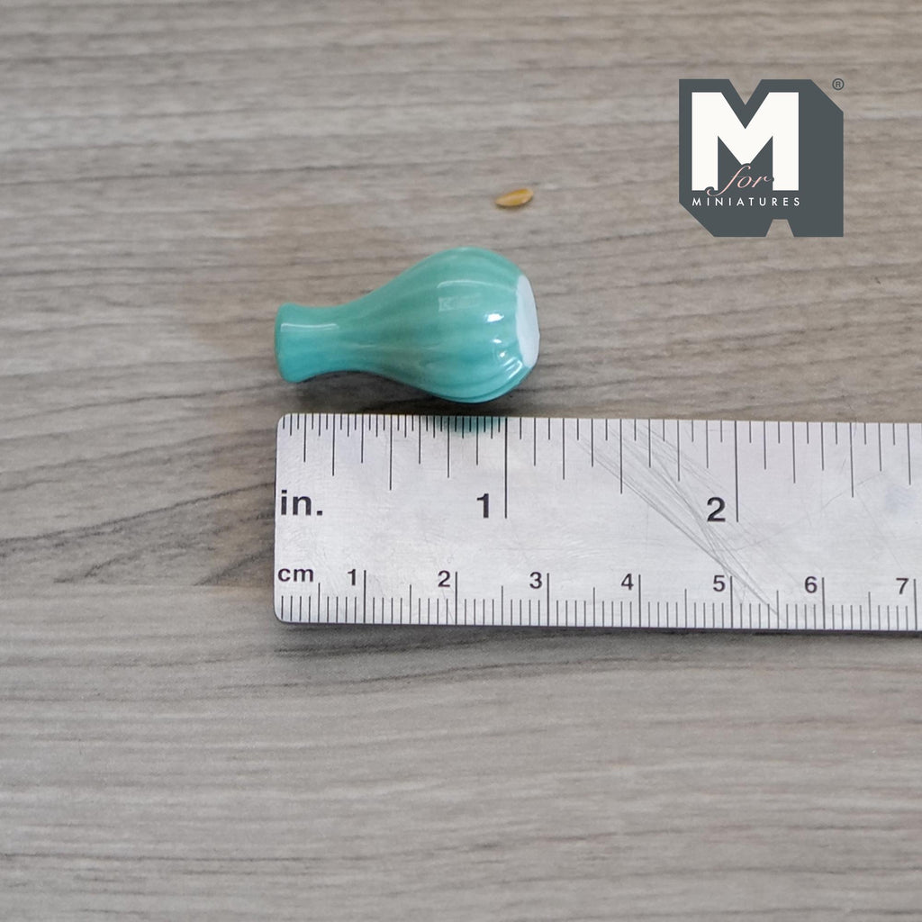 1:12 Scale Miniature Ceramic Bud Vase, Flared Neck, 1-1/16 inch tall, DIY Dollhouse Supply (green)