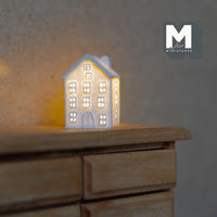 Miniature House Lantern 1:12 Scale Dollhouse Table Lamp LED Lighted House 1 inch tall (plastic) -