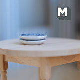 Miniature Ceramic Plates Set of 2 , 1:12 Scale Dollhouse Supplies Tableware Flatware 1 inch dia. (blue) - A083