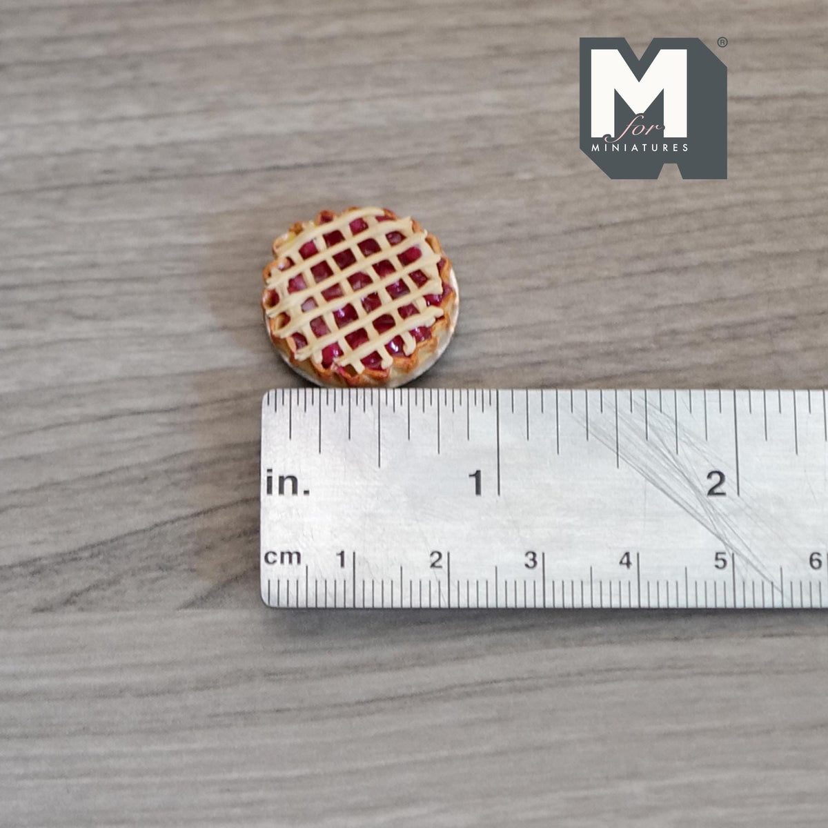 1:12 Scale Miniature Lattice Top Berry Pie on Metal Plate, 13/16 inch dia., DIY Dollhouse Supply