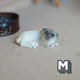 Miniature Sleeping Pug 1:12 Scale Diorama Dog 1-7/16 inch long (cast resin) (beige) - C058