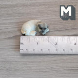 Miniature Sleeping Pug 1:12 Scale Diorama Dog 1-7/16 inch long (cast resin) (beige) - C058