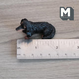 Miniature Sitting Dachshund 1:12 Scale Wiener Dog 1-13/16 inch long (cast resin) (black) - C054