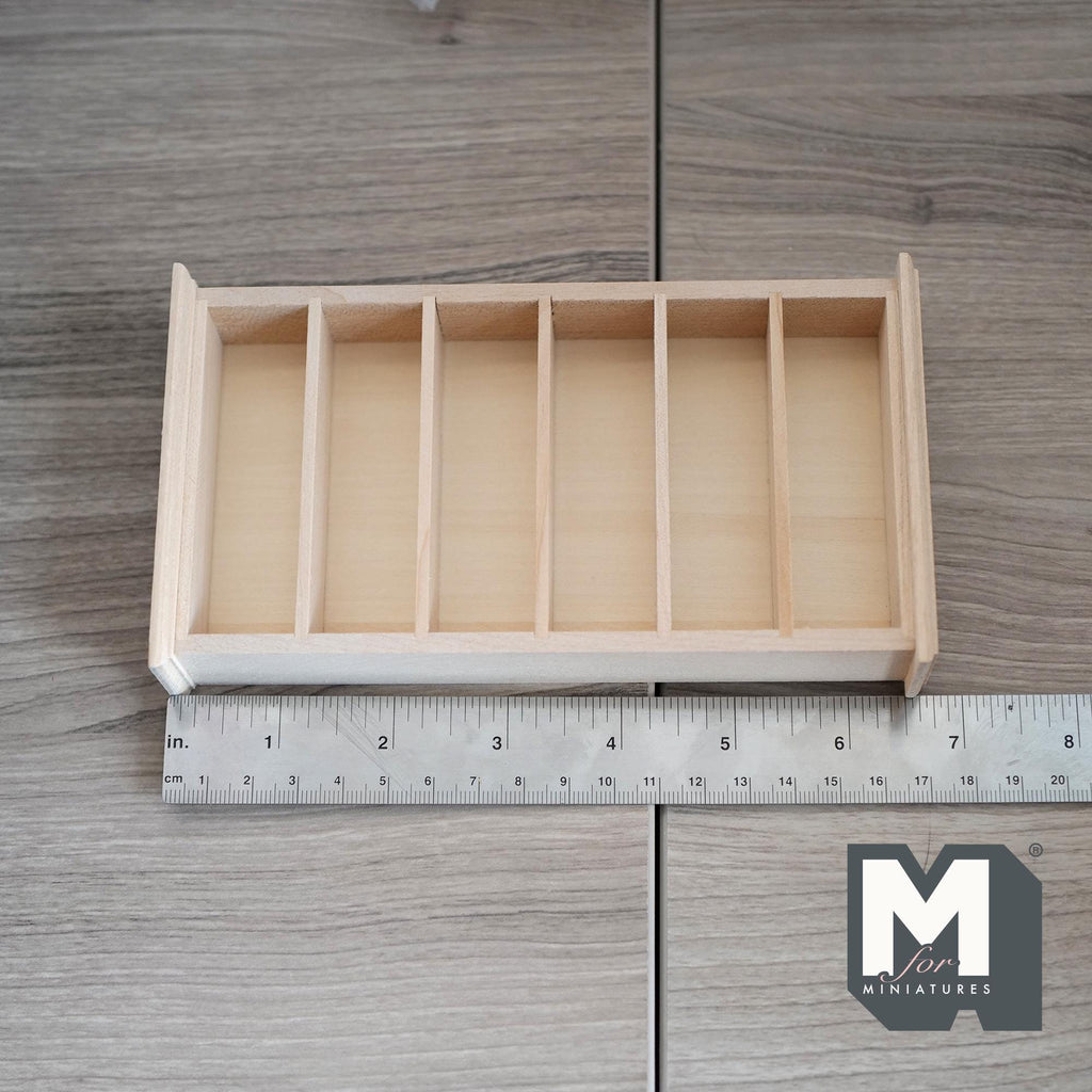 1:12 Scale Miniature Unpainted Bookcase, 6 Shelves, 6-11/16 inch tall, DIY Dollhouse Supply (wood)