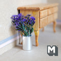 1:12 Scale Miniature Potted Flowering Plant in Silver Metal Pot, 2-3/8 inch tall, DIY Dollhouse Supply (purple)
