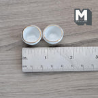 1:12 Scale Miniature Ceramic Flower Pots, Floral Print, Set of 2, 1/2 inch tall, DIY Dollhouse Supply (white and red)