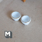 1:12 Scale Miniature Ceramic Flower Pots, Floral Print, Set of 2, 1/2 inch tall, DIY Dollhouse Supply (white and purple)