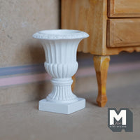 Dollhouse Roman Style Garden Pedestal Vase 1:12 Scale Miniature Flower Pot Classical Urn (cast resin) (white) - B084