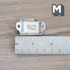 1:12 Scale Miniature Ceramic Serving Tray with Handles, Gold Rim, Floral Center, 1-9/16 inch long, DIY Dollhouse Supply