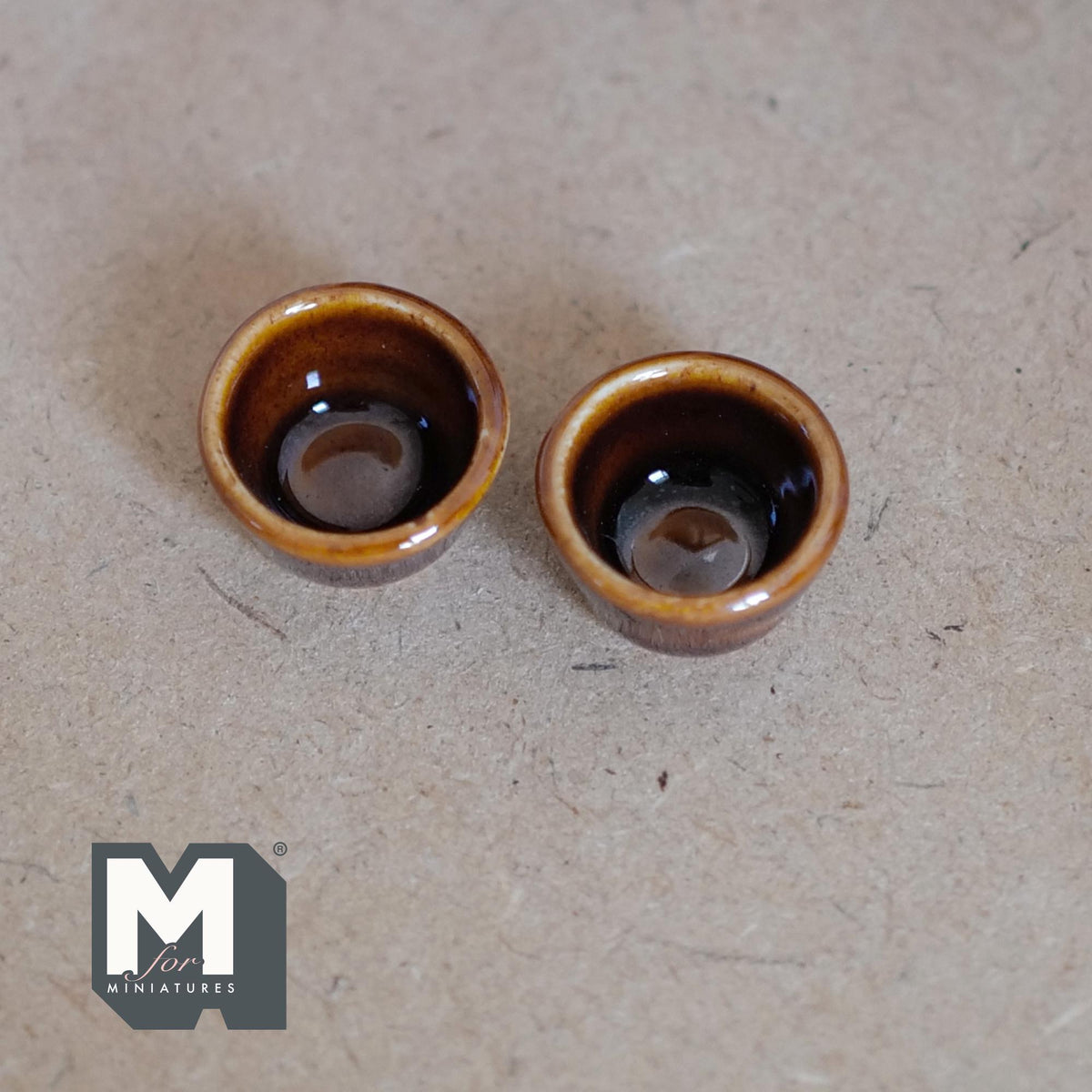 1:12 Scale Miniature Ceramic Flower Pots, Set of 2, 1/2 inch tall, DIY Dollhouse Supply (brown)