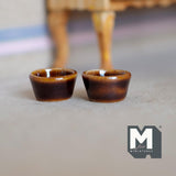 Dollhouse Ceramic Pots Set of 2 Planters 1:12 Scale Miniature Flower Pots half in tall (brown) - B078