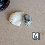 Miniature Sleeping Pug 1:12 Scale Diorama Dog 1-7/16 inch long (cast resin) (beige) - C058