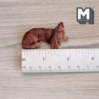 Miniature Sleeping Longhair Dachshund 1:12 Scale Wiener Dog 1-15/16 inch long (cast resin) (brown) - C052