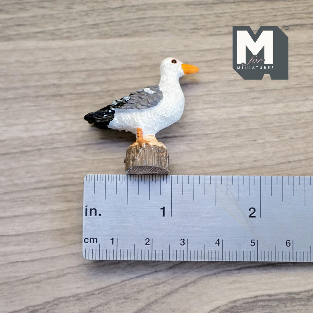 1:12 Scale Miniature Seagull on Post, 1-7/16 inch long, DIY Dollhouse Supply (cast resin)