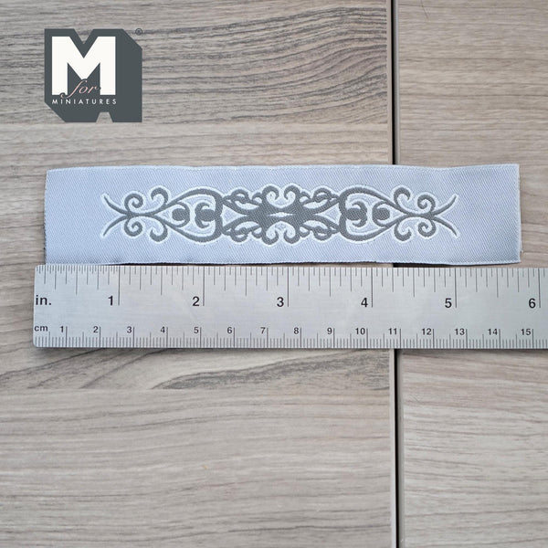 Miniature Table Runner 5-11/16 inch long 1:12 Scale Dollhouse Dining Table Covering (silver) - D088